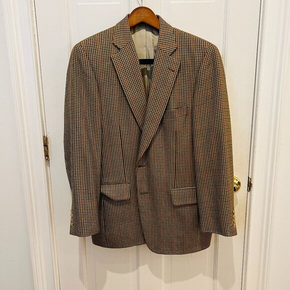Paul Stuart Brown Gun Club Check Windowpane Tweed Wool Ticket Pocket Bla… - Picture 1 of 16